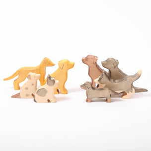 Collection of eight wooden toy dogs from Eric & Albert including a lurcher, bulldog, 3 labradors, jack russel, dachshundand collie | © Conscious Craft