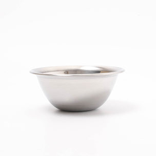 Stainless steel bowl on a white background