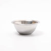Stainless steel mixing bowl on a white background