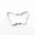 Metallic butterfly-shaped cookie cutter on a white background