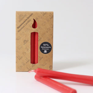 Grimm's Red 10% Beeswax Candles 12 Pack  | Conscious Craft