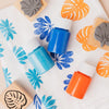 Textile Diy Kit Block Printing Kit | Cyan+Orange+Blue