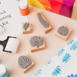 Textile Diy Kit Block Printing Kit | Cyan+Orange+Blue