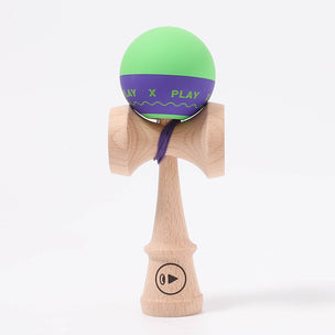 Green & Purple coloured wood Kendama Play X | ©️ Conscious Craft