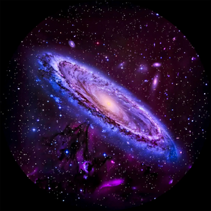 Colorful galaxy with stars and cosmic elements on a dark background