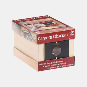 Camera Obscura packaging with text on a white background