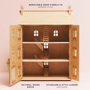 The Grand Natural Wood Dolls House