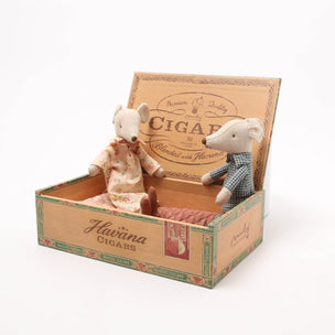 Maileg Grandma and Grandpa Mice in Cigar Box
