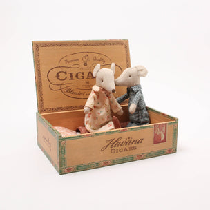 Maileg Grandma and Grandpa Mice in Cigar Box