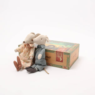 Maileg Grandma and Grandpa Mice in Cigar Box