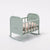 Maileg Mint green baby crib with floral design on a white background
