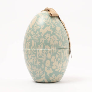 Maileg Easter Egg-shaped container with a tropical leaf pattern on a white background