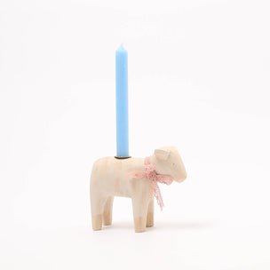 Maileg Candle Holder Lamb, Rose with blue candle from Grimm's