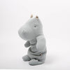 Gray Maileg plush hippo toy on a white background