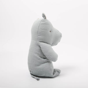 Gray Maileg plush toy on a white background