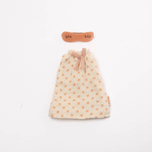 Maileg toy Nightgown for Mum mouse with orange dots and face mask