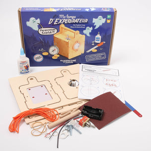 Explorer lamp kit with components and packaging on a white background