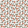 Pattern of red fruits with green leaves on a white background