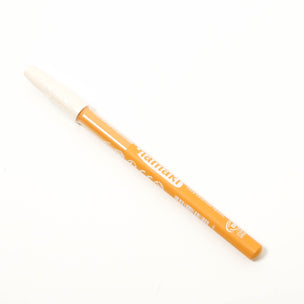 Orange eyeliner pencil with white cap on a white background