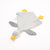 Gray goose-shaped soft toy with yellow beak and feet on a white background