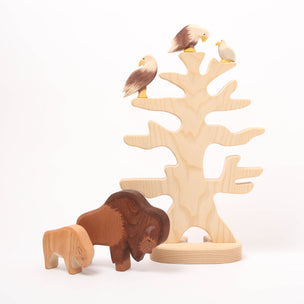 Ostheimer Bison & Small Bison wooden figures, with the bird tree and bald eagle family | Image ©️ Conscious Craft