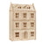 Wooden dollhouse with a white background