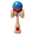 Kendama with blue and red top on a white background