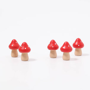 5 Small Wooden Mushrooms Red | ©Conscious Craft