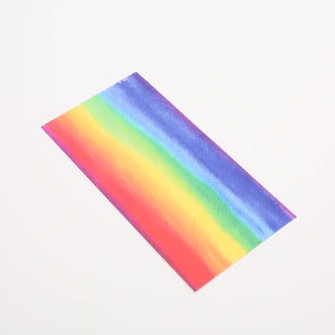 Rectangular piece of rainbow-colored fabric on a white background