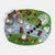 Felt play mat with animal figures and colorful elements on a white background