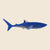 Blue shark illustration on a beige background