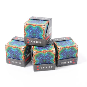 4 Earth Shashibo magnetic cube puzzles in box as purchased | © Conscious Craft