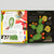 Open book with illustrations of a prickly pear cactus and related images on a gray background