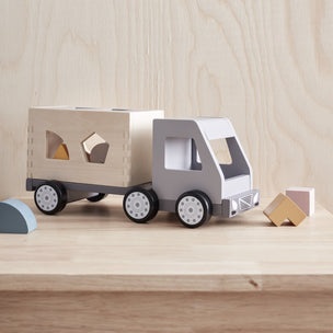 Wooden grey and natural shape Sorter Truck from Kids Concept  | Conscious Craft