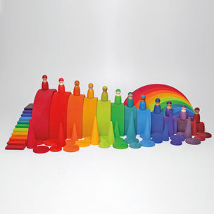rainbow peg dolls with collection of rainbow wooden toys | Conscious Craft