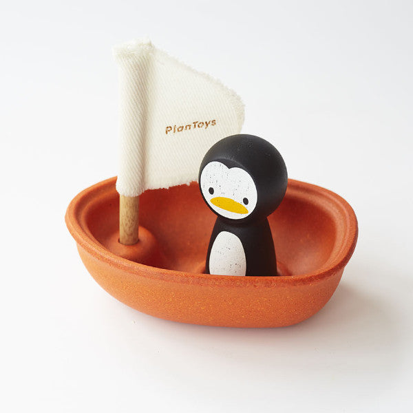 Plan Toys Sailing Boat with Penguin Wooden Bath Toy
