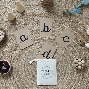 Little Coach House Woodwork |Cursive Alphabet Flashcards | Conscious Craft