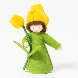Yellow Tulip Flower Fairy With Flower In Hand | Conscious Craft