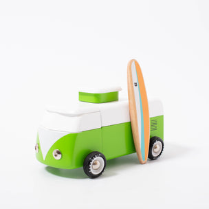 Candylab Toys Beach Bus Jungle with pop-up and surf board  | © Conscious Craft