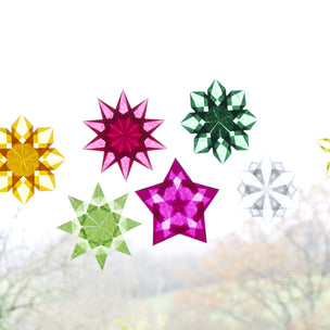 Window stars made using Kite Paper squares | © Conscious Craft