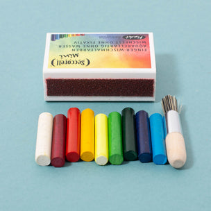 9 mini Smudge Pastels and brush with matchbox | © Conscious Craft