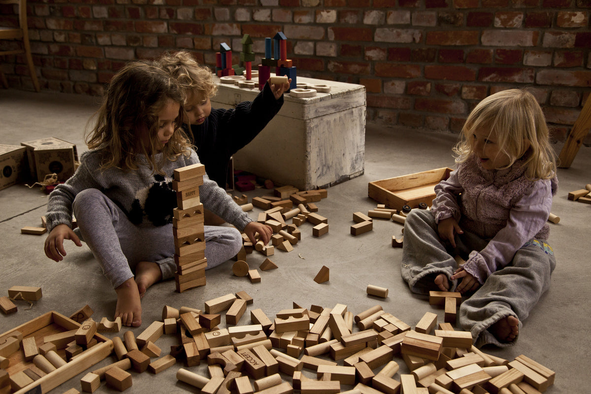 100 Natural Wooden Blocks in a bag | Conscious Craft