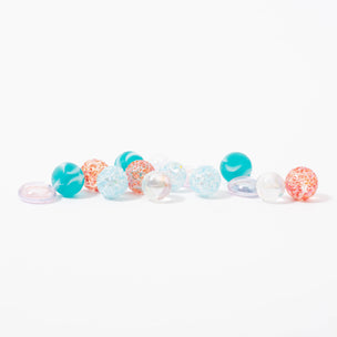 Mini box of Miami Wave marbles in peach pink turquoise clear from Biulles & Co