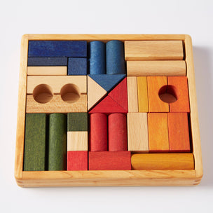 30 Coloured Wooden building Blocks in tray from Wooden Story