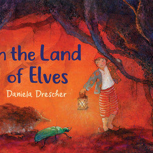 Hand painted cover with elf, mole and beetle under roots of tree | In the Land of the Elves