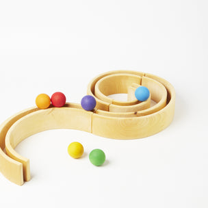 Grimm's Natural 12 Piece Tunnel and 6 Rainbow Balls - Conscious Craft