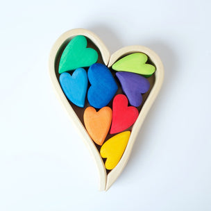 Grimm's Rainbow Hearts Building Set | Conscious Craft