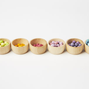 Grapat 6 Wooden Bowls with Grimm's Pastel Beads | Conscious Craft
