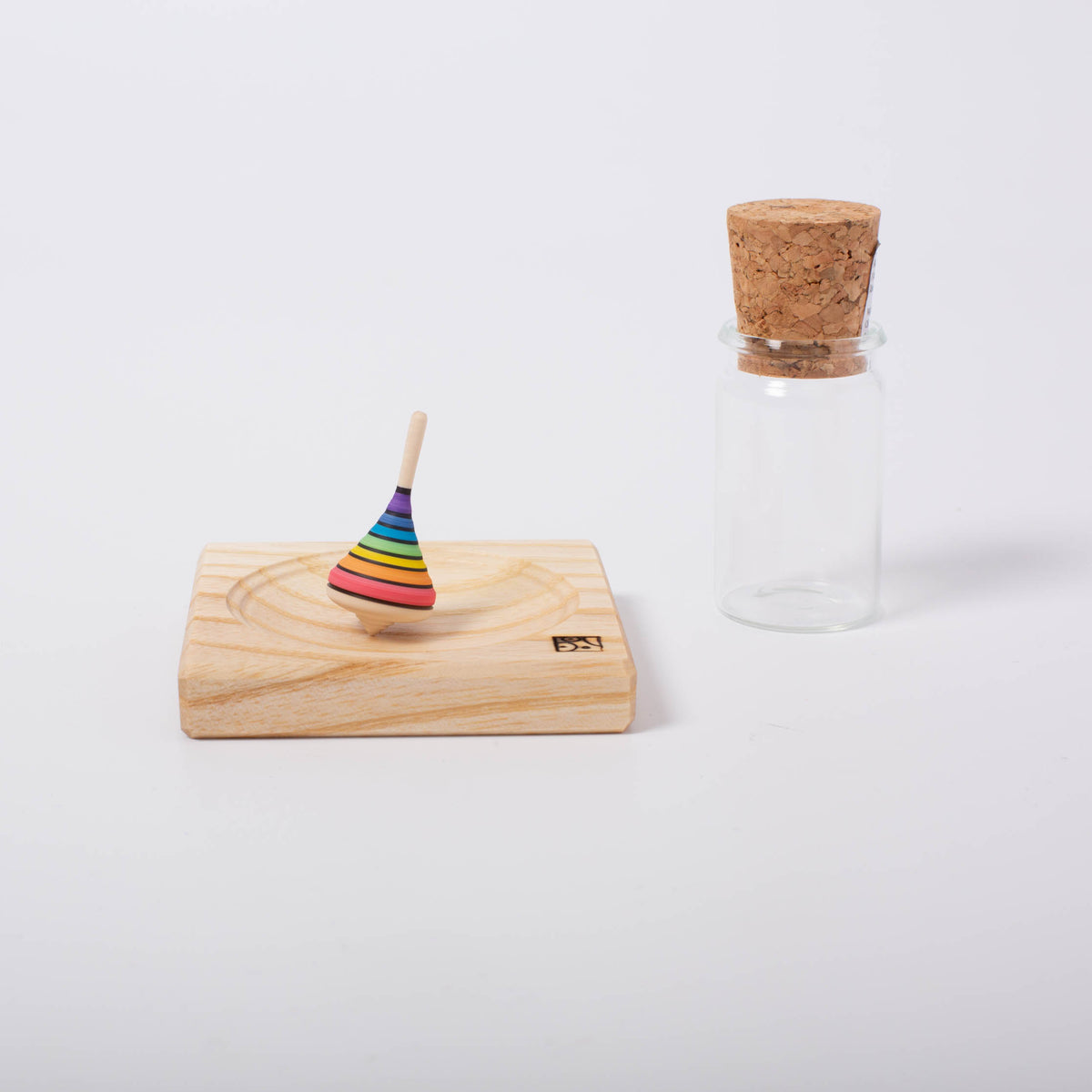 Mini Rainbow Spin Top with Wooden Plate | Conscious Craft