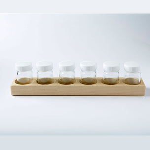 Wooden Holder with 6 Glass Jars | Conscious Craft